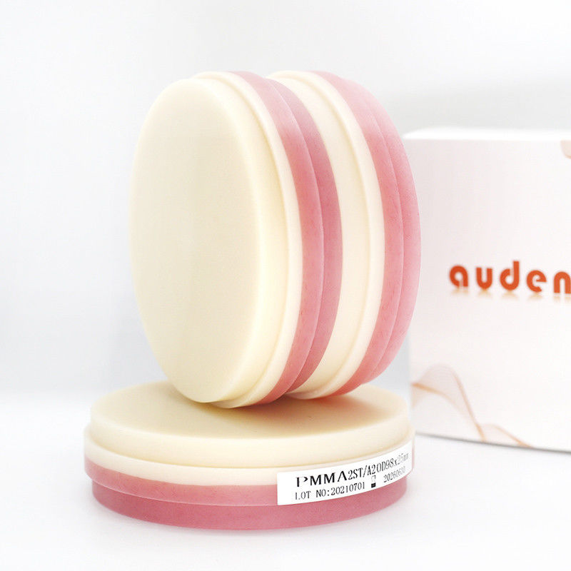 Audental 98 * 10mm-25mm Màu sắc rõ ràng PMMA Khối đĩa vật liệu phòng thí nghiệm nha khoa Nhựa đĩa CAD CAM Nha khoa PMMA