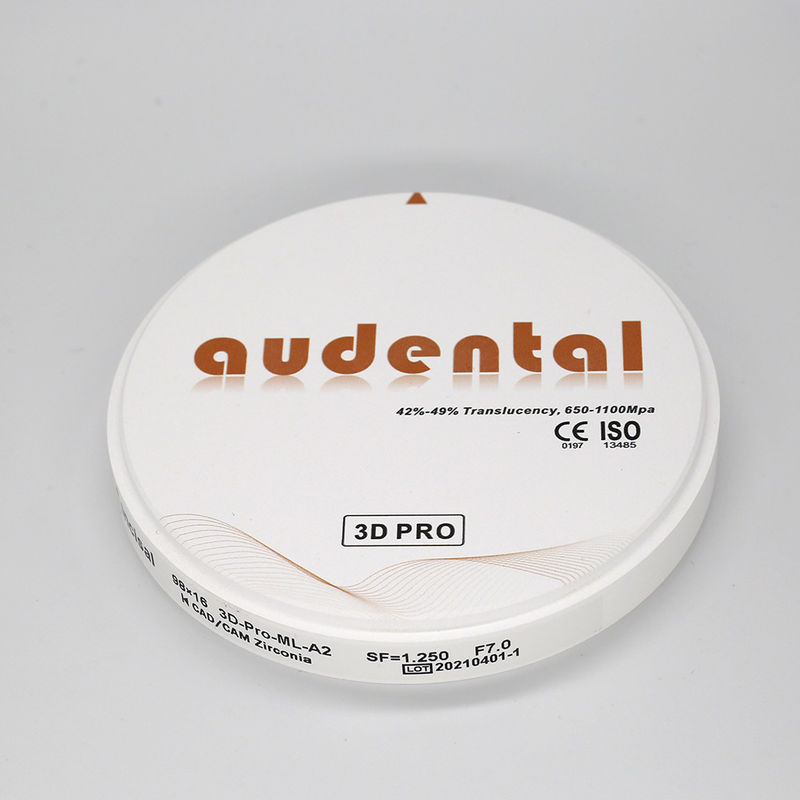 98mm Audental Zirconium Blocks Độ bền cao 650-1100Mpa White Zirconia Block cho phòng thí nghiệm nha khoa CAD CAM Milling System