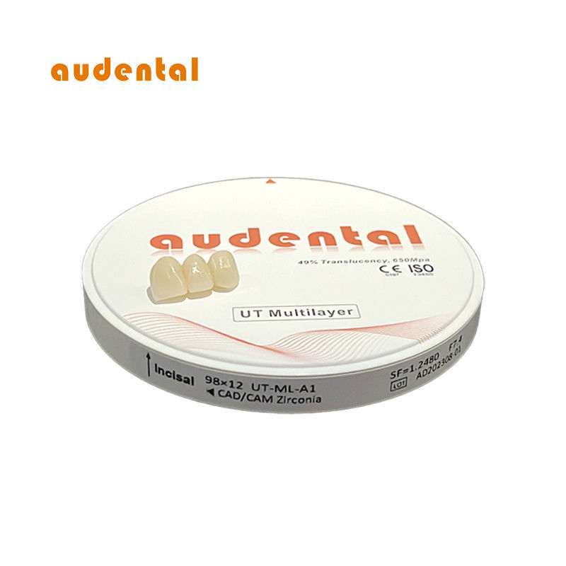 Đơn giản Vita 16 Zirconia khối với 49% độ mờ và 680Mpa sức mạnh để phục hồi răng