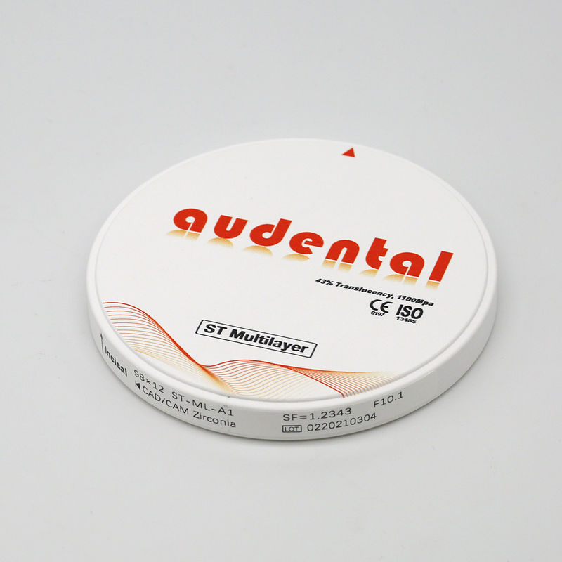 Đàn đĩa tròn nhiều lớp Zirconia xuyên suốt ST 1100Mpa Sức mạnh uốn cong cho việc khôi phục răng