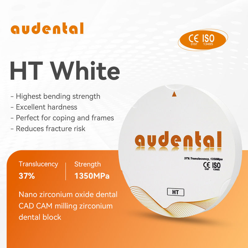 Khối Zirconia Nha Khoa Cường Độ Cao Audental HT/DHT Trắng 1350MPa cho Răng Giả Toàn Hàm