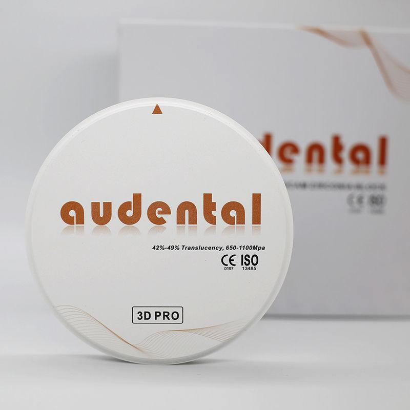 Audental 3d Pro Zirconia Block 1200Mpa 98mm CAD CAM Hệ thống vật liệu phòng thí nghiệm nha khoa 10-30mm cho vương miện bên trong