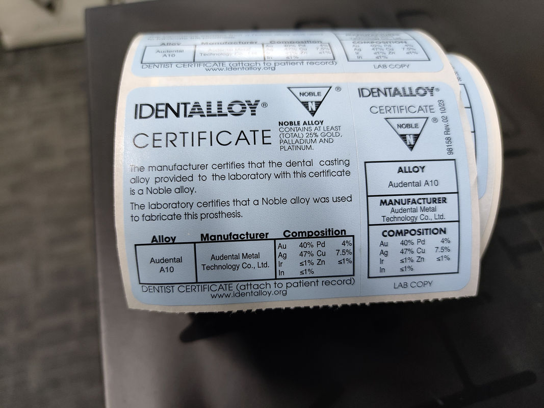 Audental A10 kim loại quý hợp kim vàng Au40% cho vương miện và cầu phục hồi