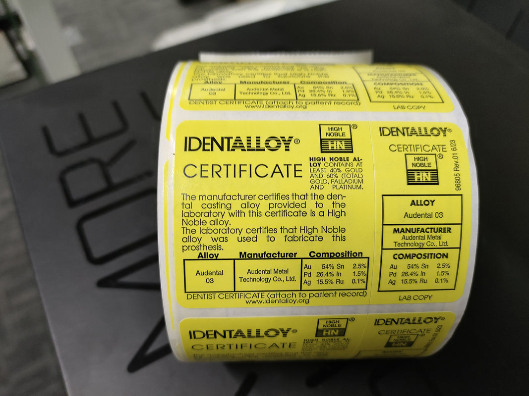 Audental 03 Au54% cao quý răng kim loại gốm hợp kim màu trắng cho cho sản xuất sứ phục hồi Onlays vương miện một phần