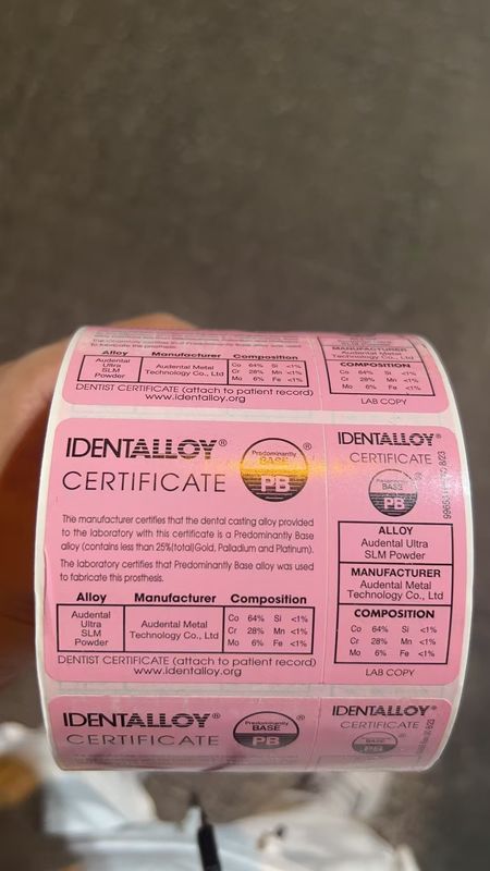 Audental Ultra SLM bột CoCrMo vật liệu cho CE FDA IdentAlloy Chứng nhận in kim loại 3D nha khoa